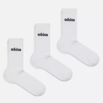 Комплект носков adidas Originals 3-Pack Linear Crew Cushioned, цвет белый, размер 43-45 EU