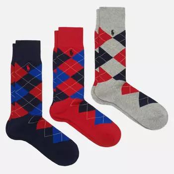 Комплект носков Polo Ralph Lauren 200N Argyle Crew 3-Pack, цвет комбинированный, размер 43-46 EU