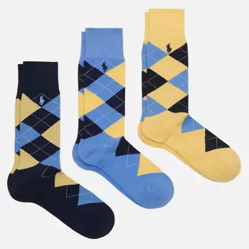 Комплект носков Polo Ralph Lauren 200N Argyle Crew 3-Pack, цвет комбинированный, размер 43-46 EU