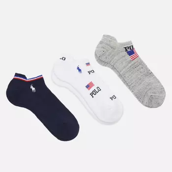Комплект носков Polo Ralph Lauren All Over Polo USA Ped 3-Pack, цвет комбинированный, размер 40-46 EU