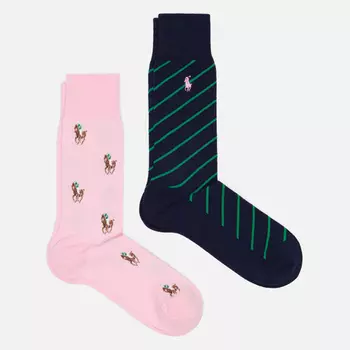 Комплект носков Polo Ralph Lauren All Over Pony & Striped 2-Pack, цвет комбинированный, размер 42-46 EU