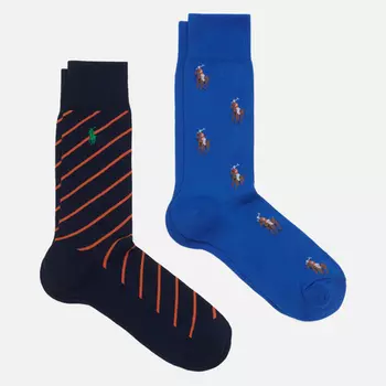 Комплект носков Polo Ralph Lauren All Over PLR Crew 2-Pack, цвет комбинированный, размер 43-46 EU