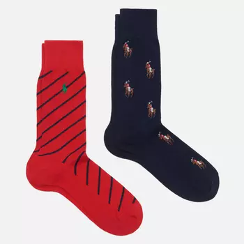 Комплект носков Polo Ralph Lauren All Over PLR Crew 2-Pack, цвет комбинированный, размер 42-46 EU