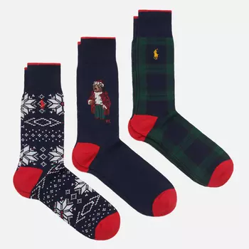 Комплект носков Polo Ralph Lauren Arctic Hold Bear Crew Gift Box 3-Pack, цвет комбинированный, размер 42-46 EU