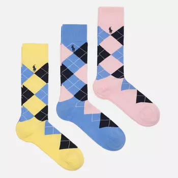Комплект носков Polo Ralph Lauren Argyle Crew 3-Pack, цвет комбинированный, размер 40-46 EU