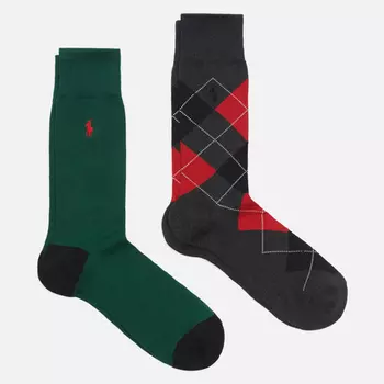 Комплект носков Polo Ralph Lauren Argyle & Polo Pony Crew 2-Pack, цвет комбинированный, размер 42-46 EU