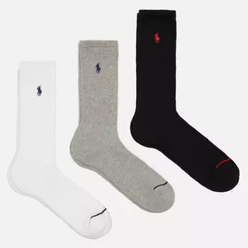 Комплект носков Polo Ralph Lauren Athletic Crew 3-Pack, цвет комбинированный, размер 43-46 EU