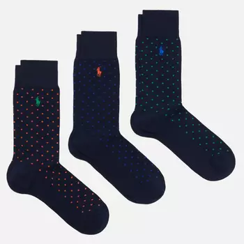 Комплект носков Polo Ralph Lauren Basic Dot Crew 3-Pack, цвет комбинированный, размер 43-46 EU