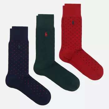 Комплект носков Polo Ralph Lauren Basic Dot Crew 3-Pack, цвет комбинированный, размер 42-46 EU