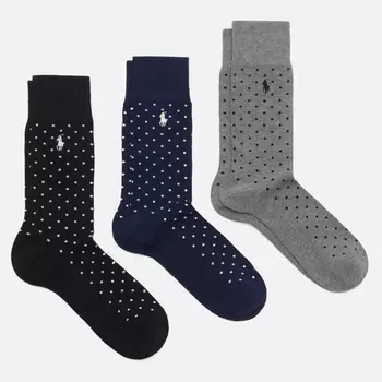 Комплект носков Polo Ralph Lauren Basic Dot Crew 3-Pack, цвет комбинированный, размер 42-46 EU