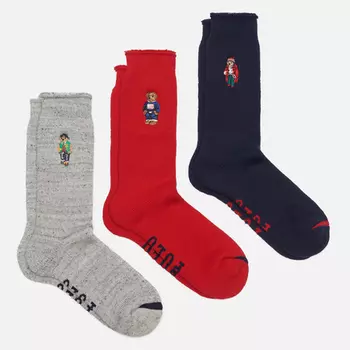 Комплект носков Polo Ralph Lauren Bears Crew Gift Box 3-Pack, цвет комбинированный, размер 42-46 EU