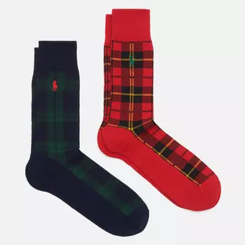 Комплект носков Polo Ralph Lauren Black Watch Tartan Crew 2-Pack, цвет комбинированный, размер 42-46 EU