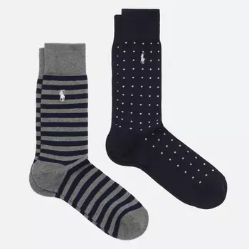Комплект носков Polo Ralph Lauren Dot & Stripe Crew 2-Pack, цвет комбинированный, размер 40-46 EU