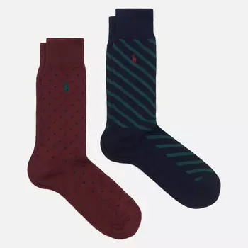 Комплект носков Polo Ralph Lauren Dot & Stripe Crew 2-Pack, цвет комбинированный, размер 42-46 EU