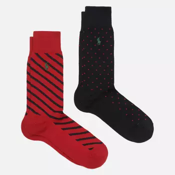 Комплект носков Polo Ralph Lauren Dot & Stripe Crew 2-Pack, цвет комбинированный, размер 42-46 EU