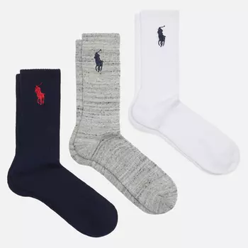 Комплект носков Polo Ralph Lauren Embroidered Big Pony 3-Pack, цвет комбинированный, размер 40-46 EU