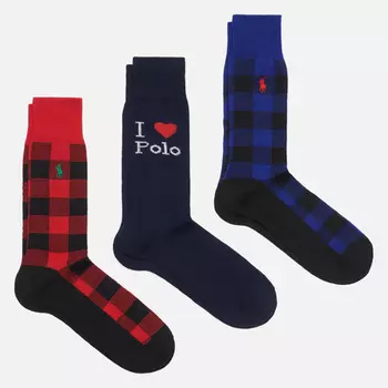 Комплект носков Polo Ralph Lauren I Love Polo Crew Gift Box 3-Pack, цвет комбинированный, размер 42-46 EU