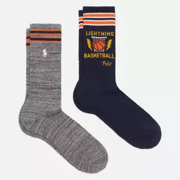 Комплект носков Polo Ralph Lauren Lightning Basketball Graphic Crew 2-Pack, цвет комбинированный, размер 42-46 EU