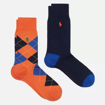 Комплект носков Polo Ralph Lauren Lightweight Argyle Crew 2-Pack, цвет комбинированный, размер 43-46 EU
