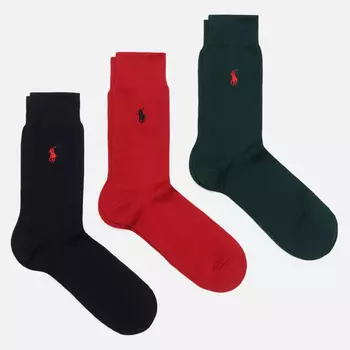 Комплект носков Polo Ralph Lauren Mercerized Cotton Crew 3-Pack, цвет комбинированный, размер 39-42 EU