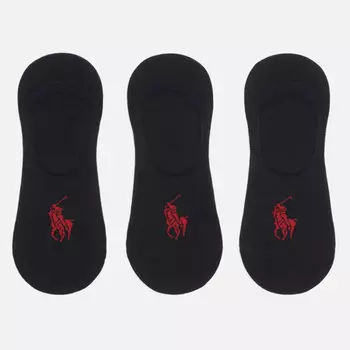 Комплект носков Polo Ralph Lauren No-Show Liner 3-Pack, цвет чёрный, размер 40-46 EU