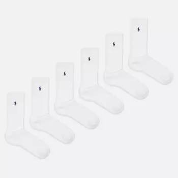 Комплект носков Polo Ralph Lauren Player Embroidered 6-Pack, цвет белый, размер 40-46 EU