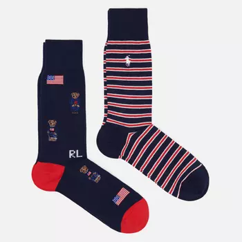 Комплект носков Polo Ralph Lauren Polo American Bear 2-Pack, цвет синий, размер 42-46 EU
