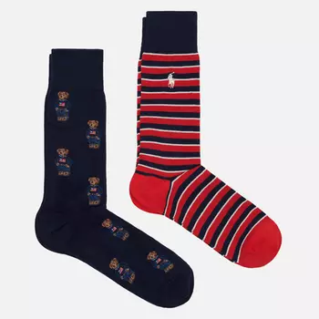 Комплект носков Polo Ralph Lauren Polo Bear Trouser 2-Pack, цвет комбинированный, размер 40-46 EU