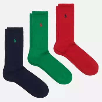 Комплект носков Polo Ralph Lauren Polo PLR Rib Crew 3-Pack, цвет комбинированный, размер 43-46 EU