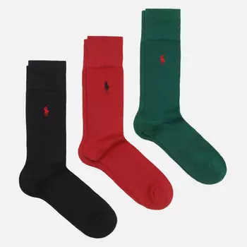 Комплект носков Polo Ralph Lauren Polo PLR Rib Crew 3-Pack, цвет комбинированный, размер 42-46 EU