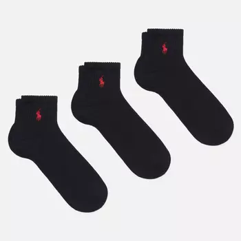 Комплект носков Polo Ralph Lauren Quarter 3-Pack, цвет чёрный, размер 40-46 EU