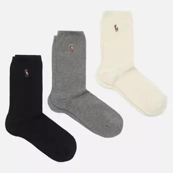 Комплект носков Polo Ralph Lauren Signature Pony Crew 3-Pack, цвет комбинированный, размер 39-42 EU