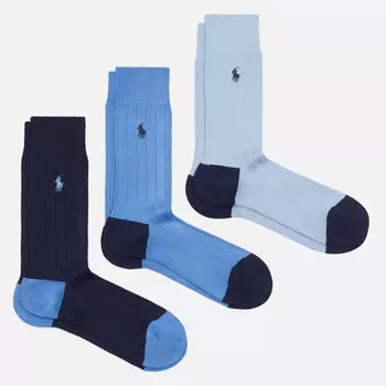 Комплект носков Polo Ralph Lauren Soft Touch Rib Crew 3-Pack, цвет комбинированный, размер 43-46 EU