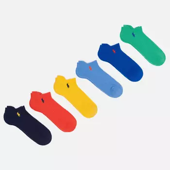 Комплект носков Polo Ralph Lauren Solids Ped 6-Pack, цвет комбинированный, размер 40-46 EU