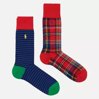 Комплект носков Polo Ralph Lauren Striped & Plaid Trouser 2-Pack, цвет комбинированный, размер 40-46 EU