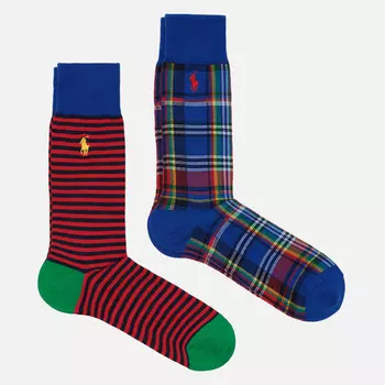 Комплект носков Polo Ralph Lauren Striped & Plaid Trouser 2-Pack, цвет комбинированный, размер 40-46 EU