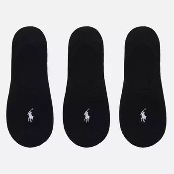 Комплект носков Polo Ralph Lauren Ultralow Liner 3-Pack, цвет чёрный, размер 35-40 EU