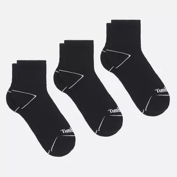 Комплект носков Timberland 3-Pack Bowden Quarter, цвет чёрный, размер 42-46 EU