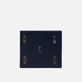 Кошелек Polo Ralph Lauren All Over Bear Smooth Leather Billfold, цвет синий