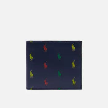 Кошелек Polo Ralph Lauren All Over Pony Leather Billfold, цвет синий
