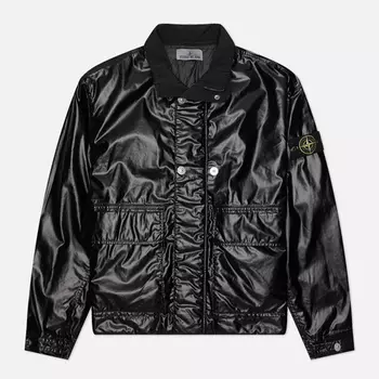 Мужская демисезонная куртка Stone Island Mussola Gommata-TC, цвет чёрный, размер L