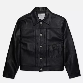 Мужская демисезонная куртка Uniform Bridge Leather Trucker, цвет чёрный, размер XL