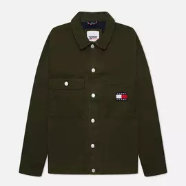 Мужская джинсовая куртка Tommy Jeans Tommy Badge Boxy Trucker, цвет оливковый, размер XL