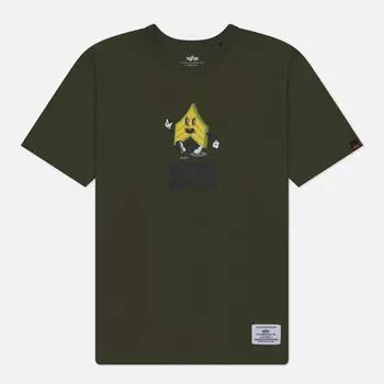 Мужская футболка Alpha Industries Alpha Badge, цвет оливковый, размер XXL