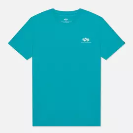 Мужская футболка Alpha Industries Basic Small Logo, цвет голубой, размер XS