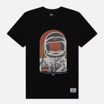 Мужская футболка Alpha Industries NASA Moon Man, цвет чёрный, размер L