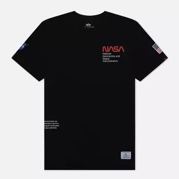 Мужская футболка Alpha Industries NASA Worm Logo, цвет чёрный, размер L