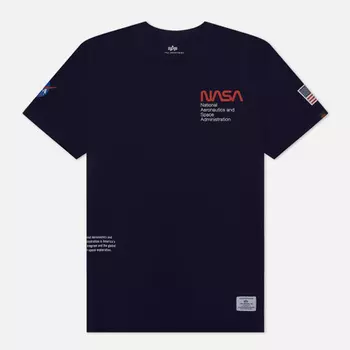 Мужская футболка Alpha Industries NASA Worm Logo, цвет синий, размер M