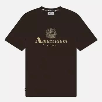 Мужская футболка Aquascutum Active Big Logo Cotton, цвет коричневый, размер S