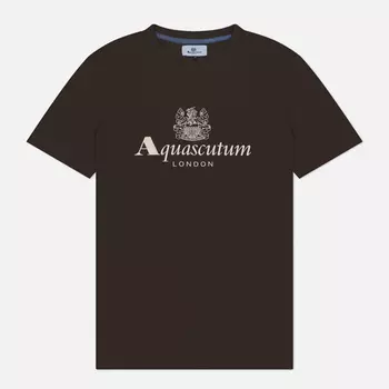 Мужская футболка Aquascutum Active Big Logo, цвет коричневый, размер XXL